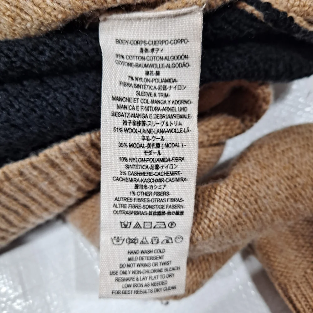 Free People Black And Brown Colorblock Sweater
